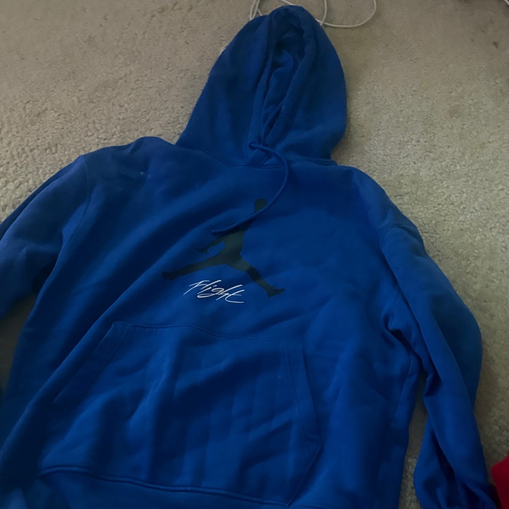 Jordan Blue Hoodie with Red Logo